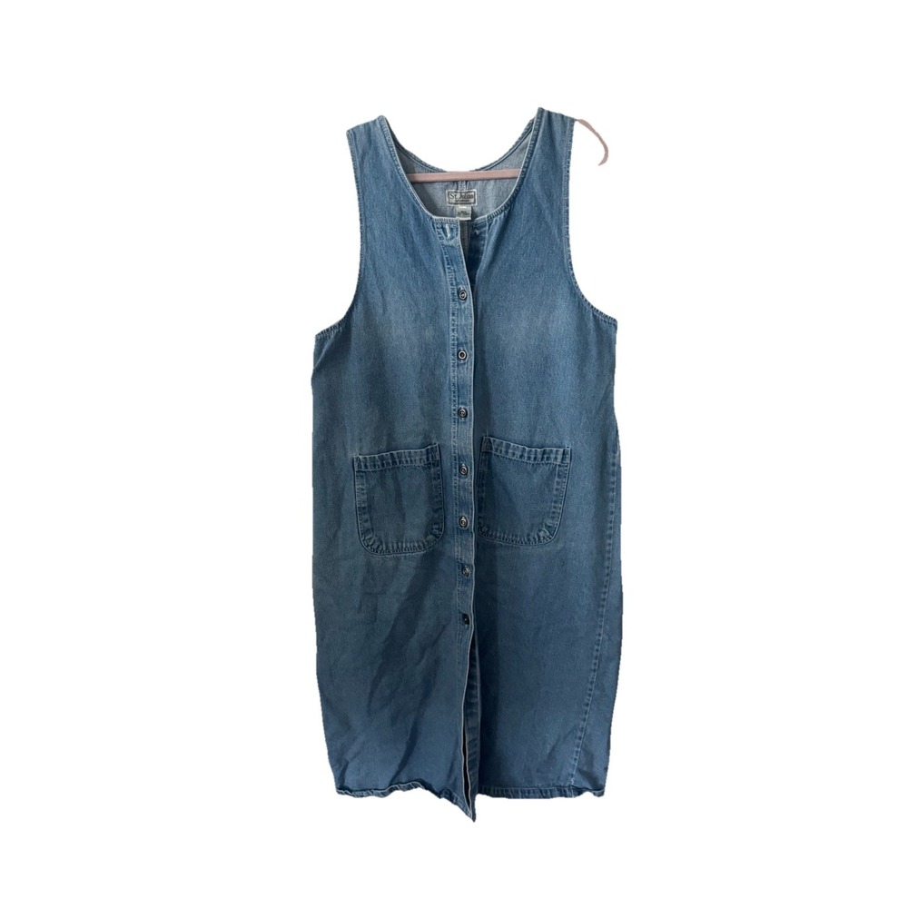 St. Julian Denim overall Dress Women's 20W button up jean‎ dress Read Desc
